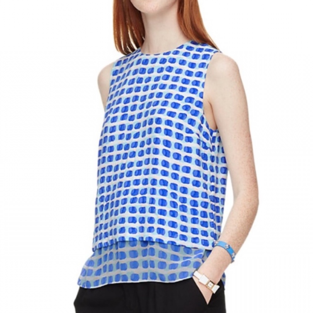 Kate Spade Blue and White Sleeveless Top